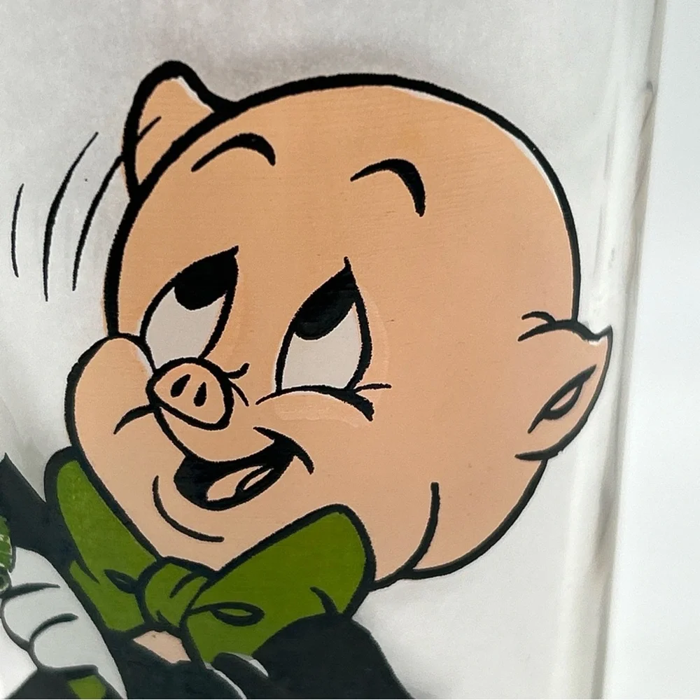 Porky Pig & Taz Tasmanian Devil Looney Tunes Glass 1976 Pepsi Collector Fishing - Picture 7 of 12